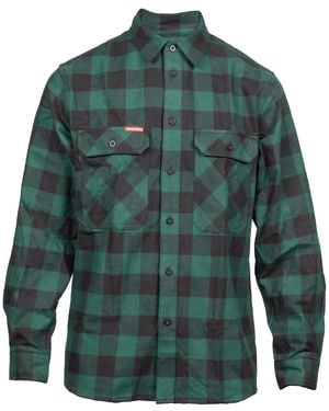 Hard Yakka Long Sleeve Check Flannel Cotton Casual Shirt - Green