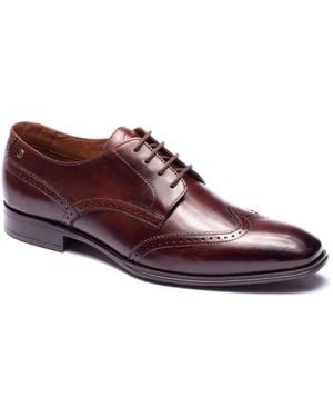 Base London Sloane Leather Brogues Shoes - Red