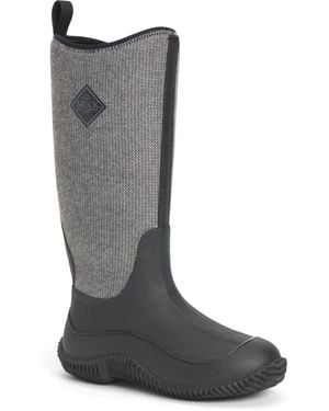 Muck Boot Hale Bottes En Caoutchouc Noires Avec Motif Pied-De-Poule En Peluche - Gris