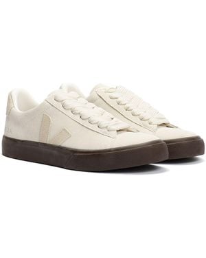 Veja Campo Bold Suede Pierre Almond Eagle Trainers - White