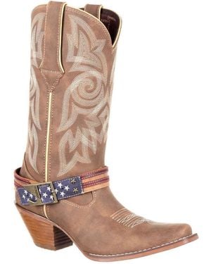 Durango Crush Flag Leather /Khaki Boots - Brown