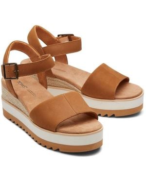 TOMS Diana Leather Wedges - Brown
