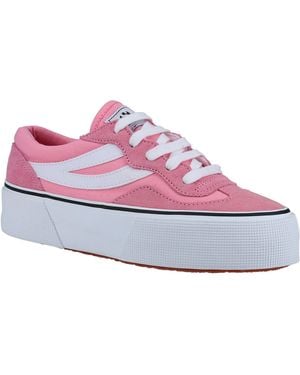 Superga 3041 Revolley Colourblock Platform Leather Trainers - Purple