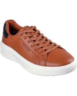 Skechers Court Break Suit Trainer 183175-Cog Cognac Lace Up Shoe - Brown