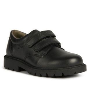 Geox Shaylax Leather Boy's Shoes - Black