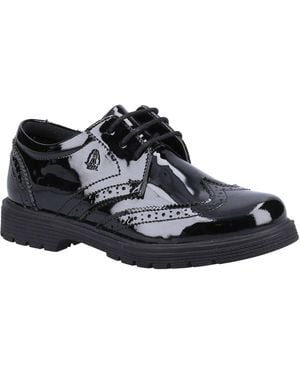 Hush Puppies Sally Patent Senior Leather Girls's Brogues - Black