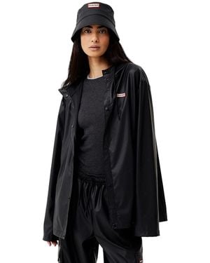 HUNTER Izzy Short Weather-Resistant Rain Anorak - Black