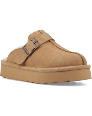 BEARPAW Moxie Suede Coffee Slippers - Natural