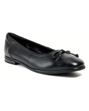 Pod Priya Leather Flats - Black