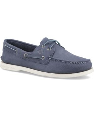 Sperry Top-Sider Authentic 2 Eye Leather Boat Shoes - Blue