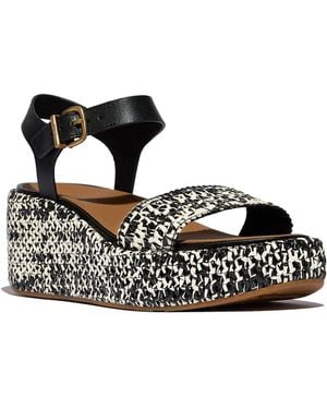 Fitflop Platfforms Wedge Faux Suede /Ivory Sandals - Black