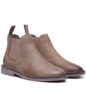 Hush Puppies Shaun Leather Stone Boots - Brown