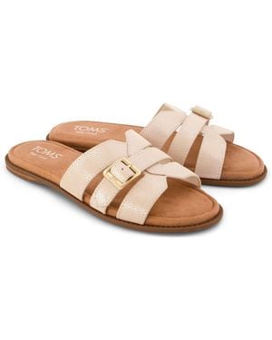 TOMS Sol Mule Leather Champagne Sandals - Pink
