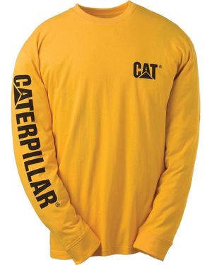 Caterpillar Trademark Banner Long Sleeve Cotton T-Shirt - Metallic