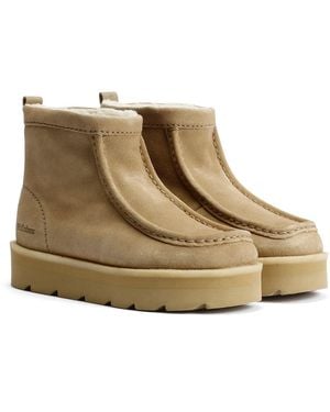 Clarks Meare Rooey Suede Maple Boots - Natural