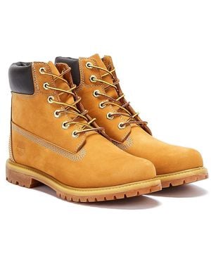 Timberland 6 Inch Premium Wheat Nubuck Leather Boots - Brown