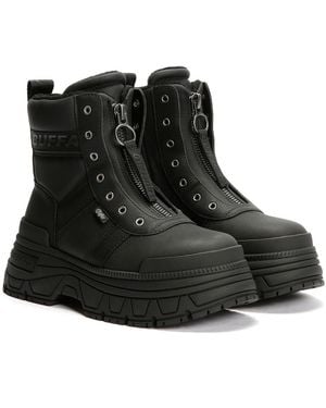 Buffalo Fusion Front Zip Boots - Black