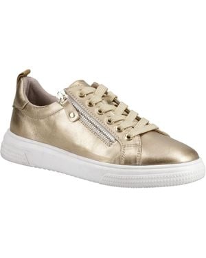 Hush Puppies Martha Leather Trainers - Natural