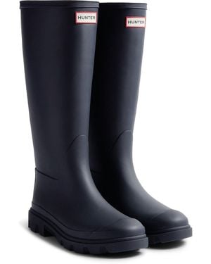 HUNTER Downpour Tall Rubber Wellington Boots - Blue