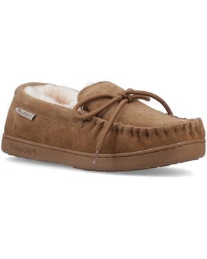 BEARPAW Moc Ii Suede Hickory Slippers - Brown