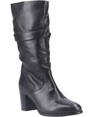 Hush Puppies Cosima Leather Leather Heeled Knee High Boots - Grey