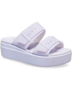 Crocs™ Brooklyn Buckle Low Wedge Sandals - Purple