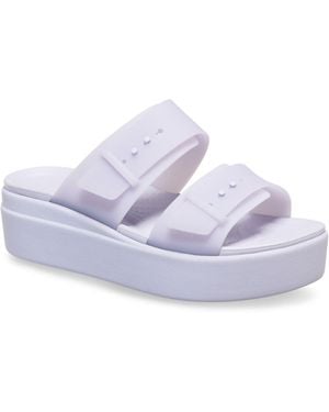 Crocs™ Brooklyn Buckle Low Wedge Moon Sandals - Purple