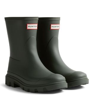 HUNTER Downpour Short Boot Rubber Wellington Boots - Green
