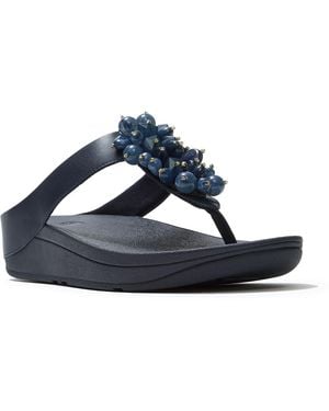 Fitflop Fino Toe-Post Polyurethane Midnight Sandals - Blue