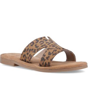 Hush Puppies Azalea Mule Leather Leopard Sandals - Brown