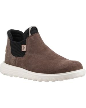 HEYDUDE Branson Leather Coffee Boots - Brown