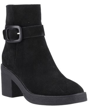 Hush Puppies Fearne Suede Heeled Ankle Boots - Black