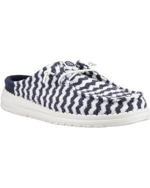 HEYDUDE Wendy Slip Terry Stripe Synthetic Blazer/Egret Mules - Blue