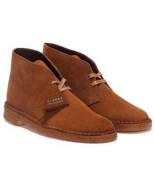 Clarks Originals Desert Trek Suede Cola Boots - Brown