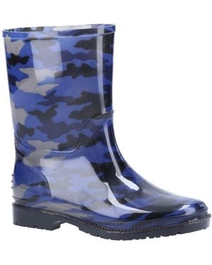 Cotswold Pvc Jnr Pvc Girls's Camo Wellington Boots - Blue