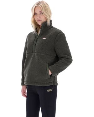 HUNTER Tiorga 1/4 Zip Borg Fleece Polyester Zip Neck Pullovers - Black
