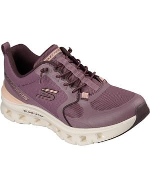 Skechers Glide-Step Pro Textile Plum Mesh/Synthetic/Peach Trim Trainers - Purple