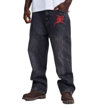 Ed Hardy Serpent Skull Graphic Washed Jeans - Blue