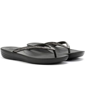 Fitflop Iqushion Sparkle Rubber Flip Flops - Black