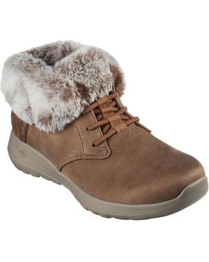 Skechers On-The-Go Joy Cosy Charm Polyester Chestnut Winter Ankle Boots - Brown