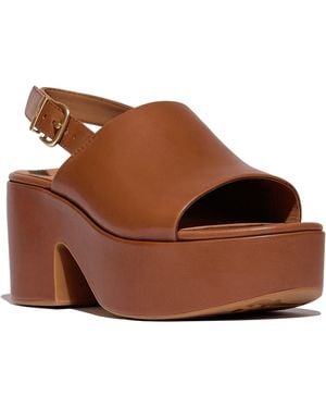 Fitflop Platfforms Heeled Backstrap Leather Deep Sandals - Brown