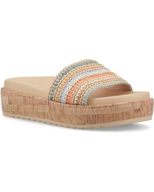 Rocket Dog Faye Alti Raffia Textile Multicoloured Sandals - Natural