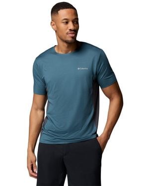 Columbia Three Pitch Ss Crew Polyester Activewear T-Shirts - Blue