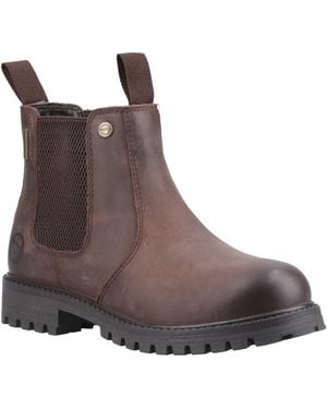 Cotswold Aston Leather Boy's Flat Chelsea Boots - Brown
