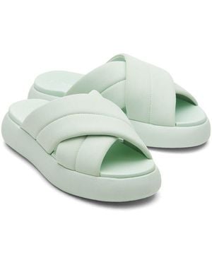 TOMS Mallow Crossover Polyester Blend Mint Slides - Green