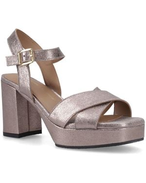 Hush Puppies Ophelia Leather Heel Suede Pewter Slim Fit Sandals - Grey