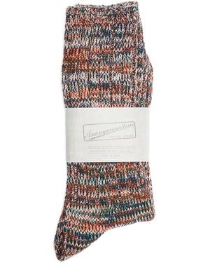 Anonymous Ism 5 Colour Mix Crew Cotton Socks - Brown