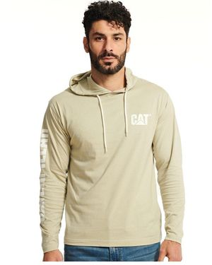 Caterpillar Hooded Long Sleeve Cotton T-Shirt - Natural