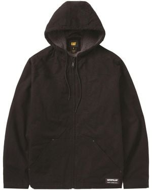 Caterpillar Hooded Sherpa Lined Fleece Jacket - Black