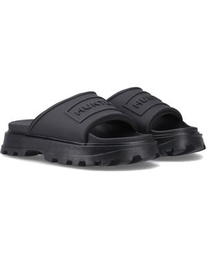 HUNTER Moulded Stacked Slider Synthetic Slides - Black